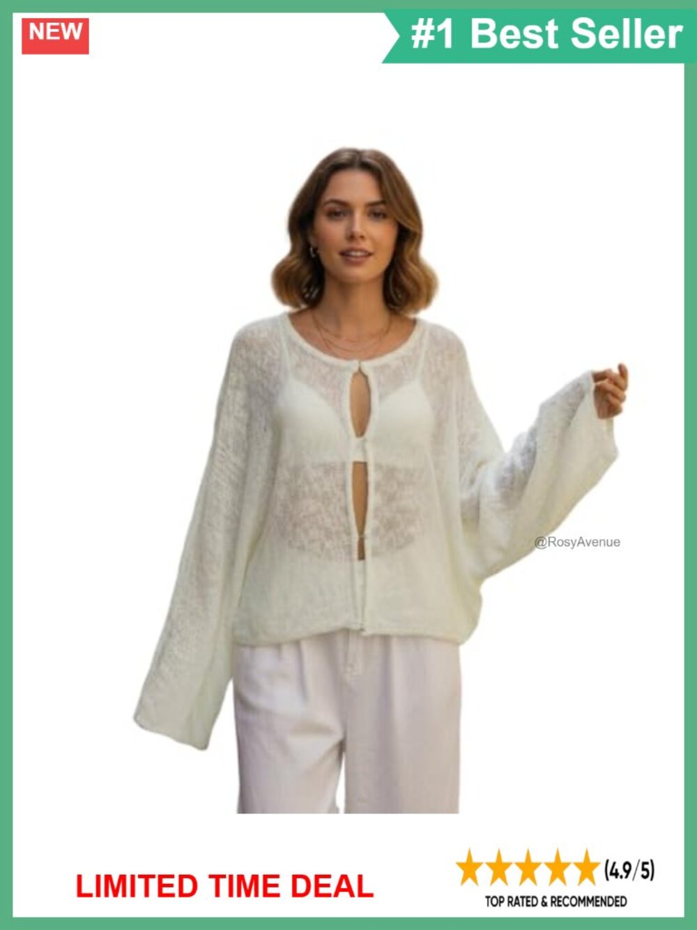 Loose Knit Cardigan Boat Neck Hook and Eye Long Sleeve 100% Acrylic